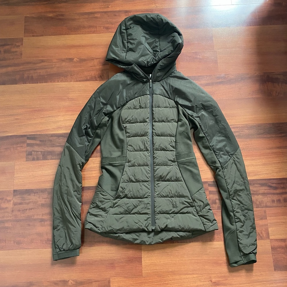 lululemon athletica Olive Hooded Quilted Hybrid Puffer Jacket